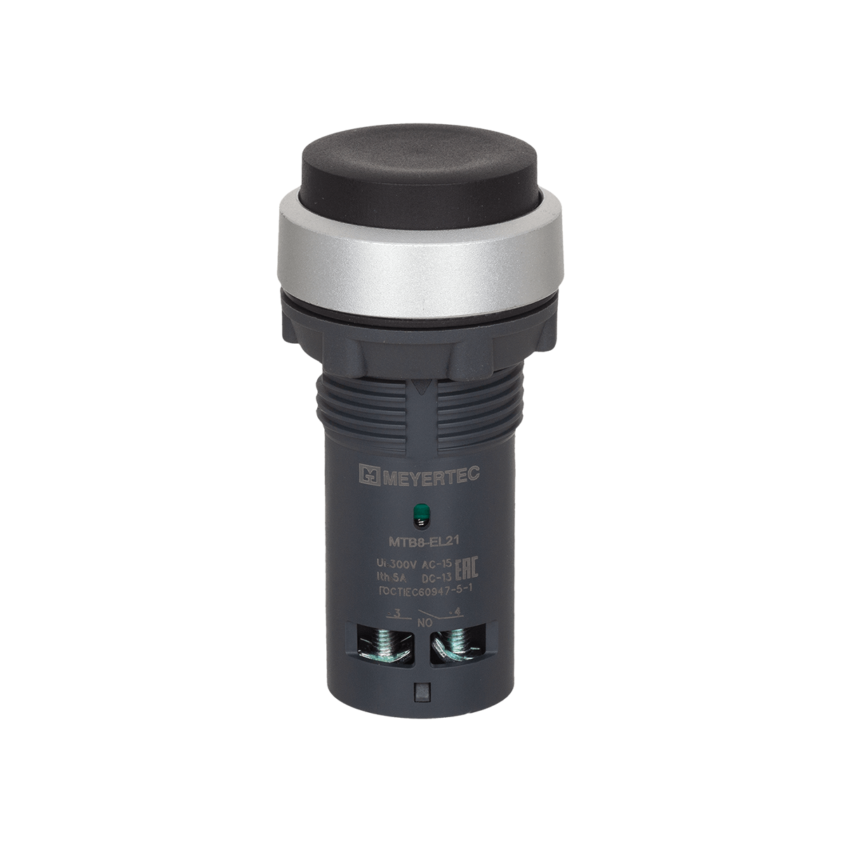 Кнопка черная выступающая, с возвратом, 1NO, IP65, пластик Meyertec MTB8-EL21 фото