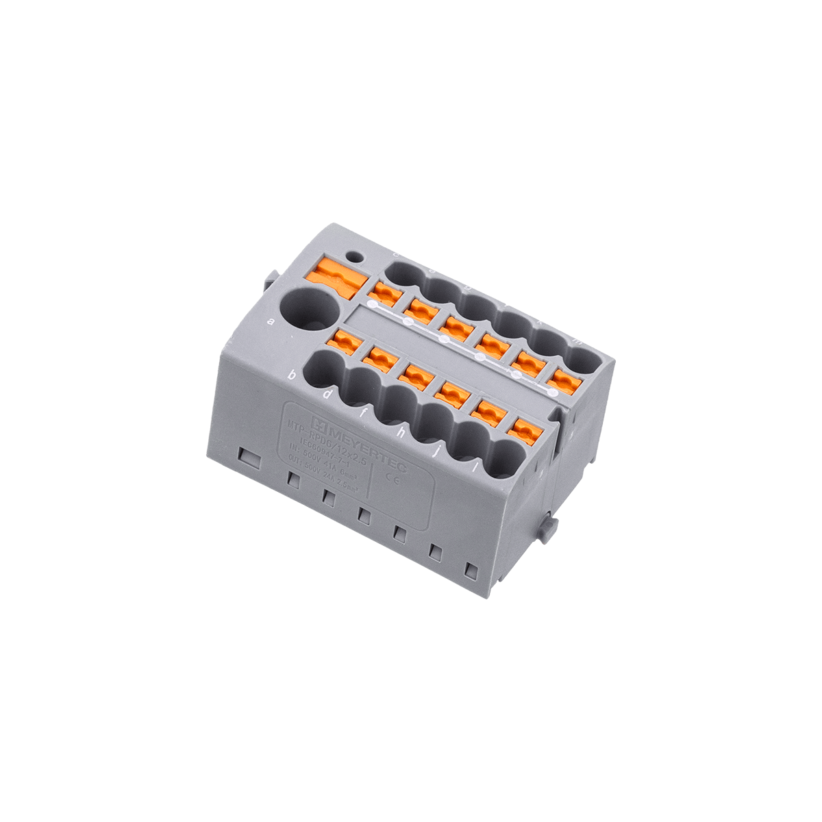 Клемма push-in распределительная с питанием, 6 мм²/12x2.5 мм², серая, Meyertec MTP-RPD6/12x2.5 фото