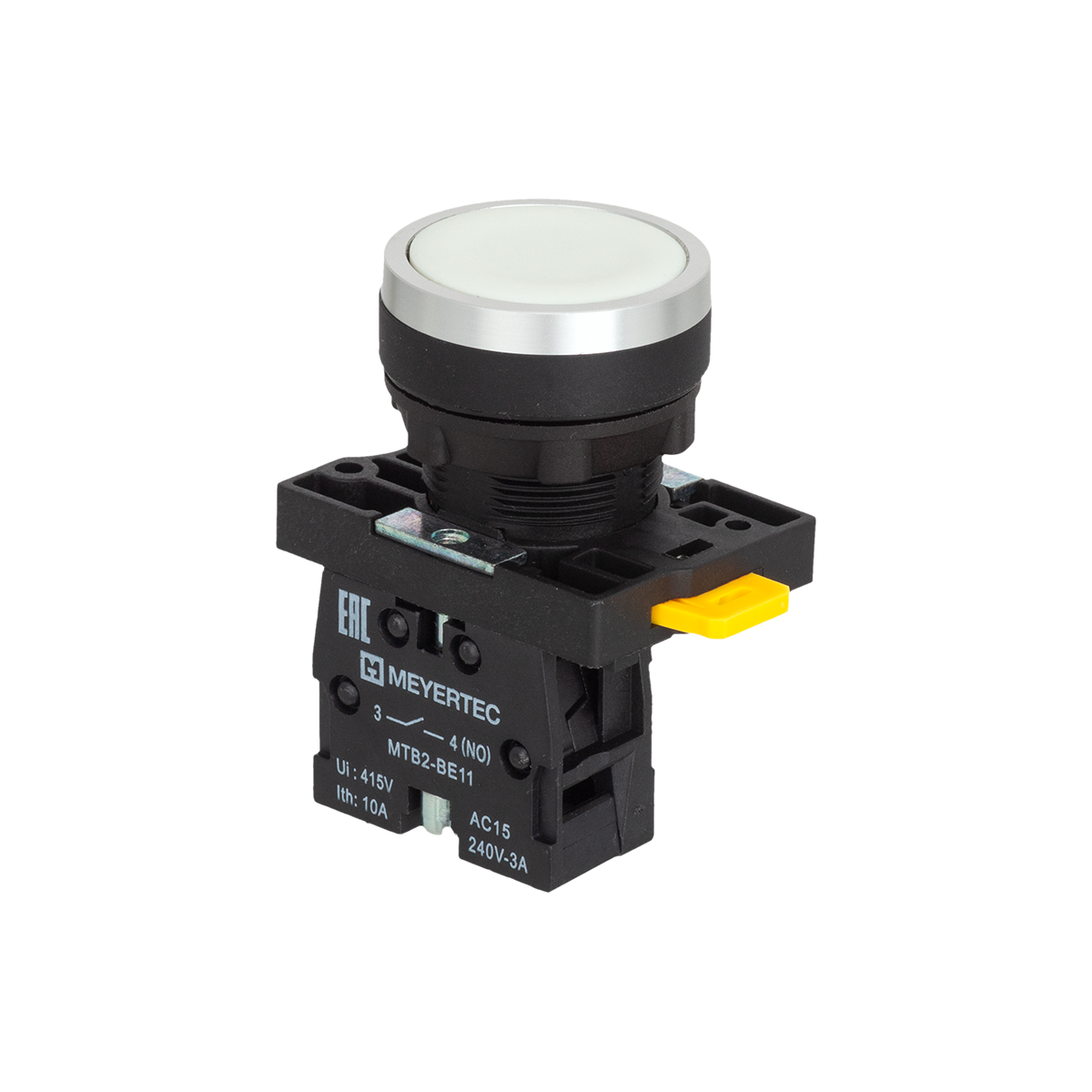 Кнопка плоская белая, 1NO, IP54, пластик Meyertec MTB2-EAZ111 фото