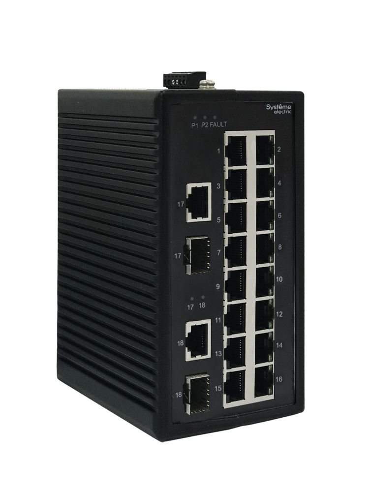 Неуправляемый промышленный коммутатор Ethernet, 16x10/100BaseT, 2x100/1000BaseX SFP