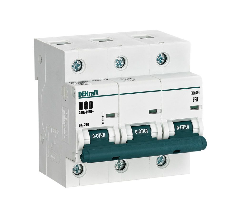 Автоматический выключатель ВА-201 3P 80А D 10кА фото