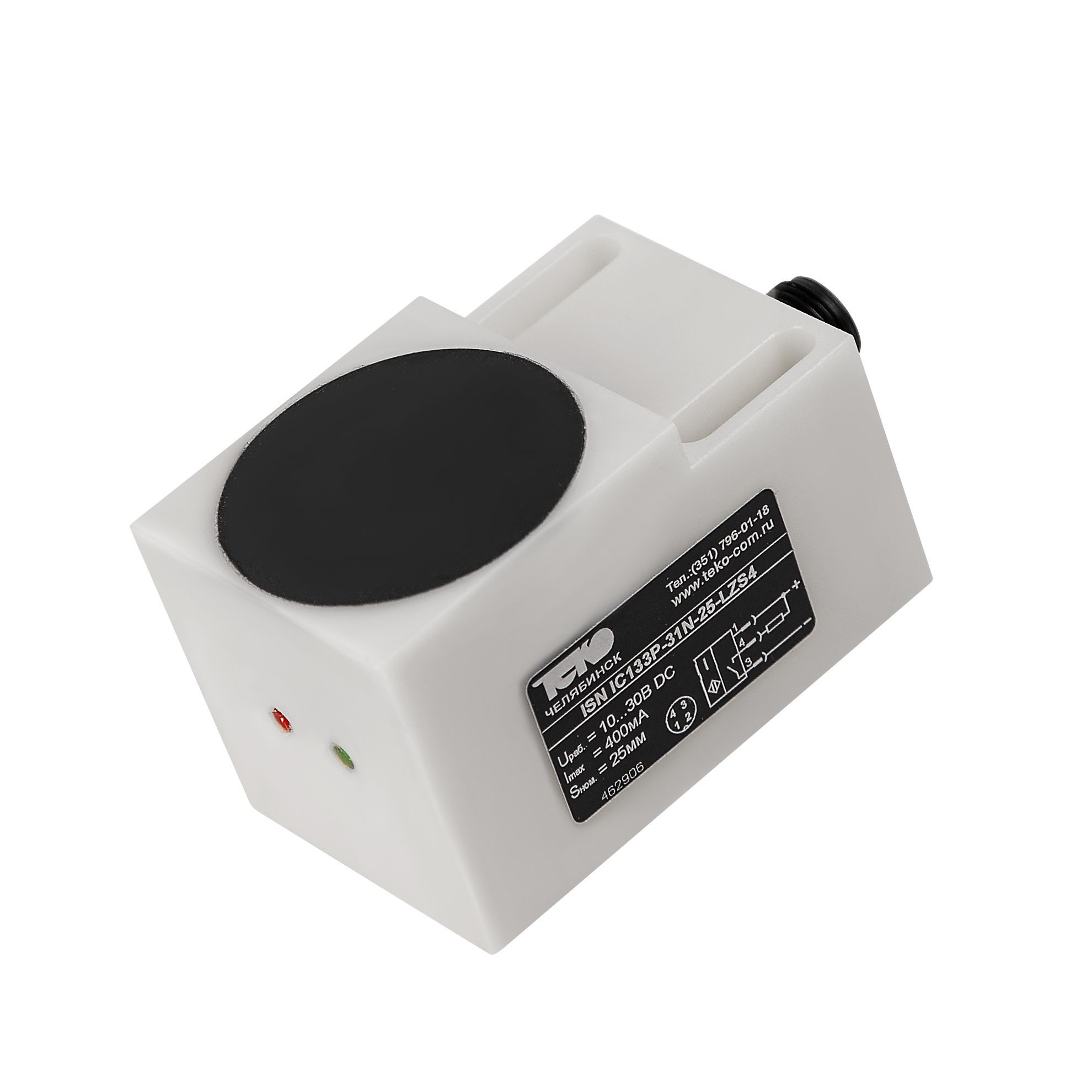 Теко ISN IC133P-31N-25-LZS4, Индуктивный датчик,Sn=25 мм,корпус  Пластик не заподлицо,10...30DC NO NPN,IP67,разъем фото