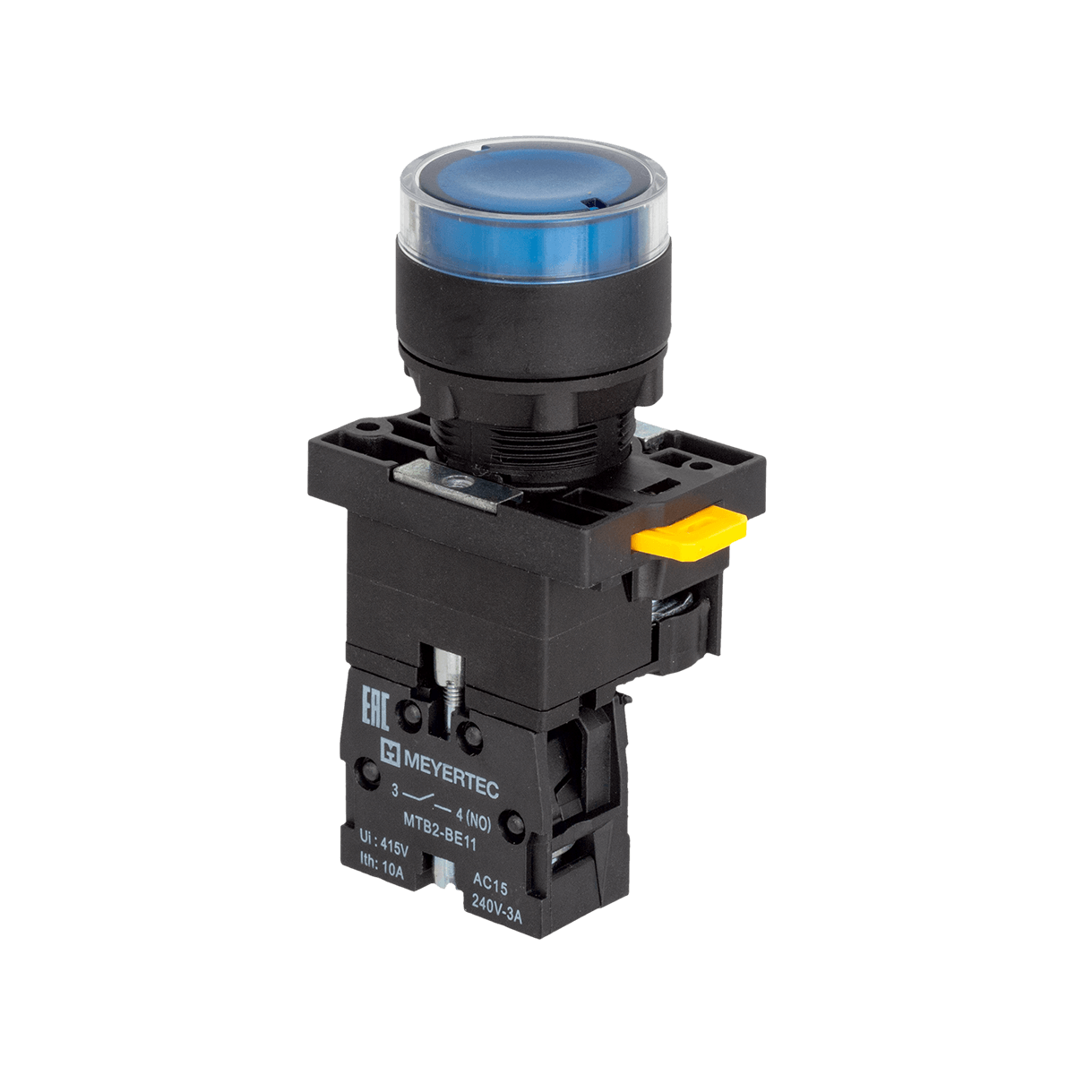 Кнопка синяя с подсветкой, 1NO, 24V AC/DC, IP54, пластик Meyertec MTB2-EW36611 фото