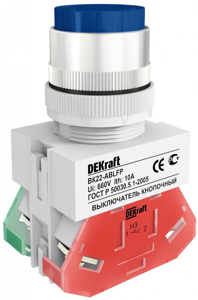 Выкл. кноп. ABLFP D22 СИНИЙ 220В ВK-22 фото