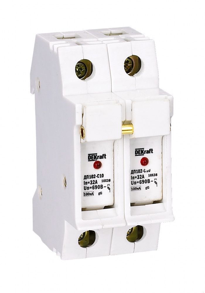 Держатель предохр. C10 со светодиод. индикацией 2P ДП-102 фото