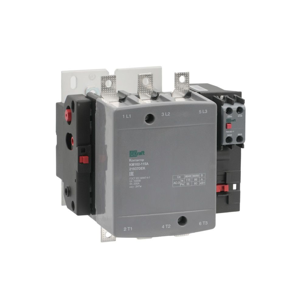 Контактор 115А 220В АС3 АС4 1НО+1НЗ КМ-102 фото