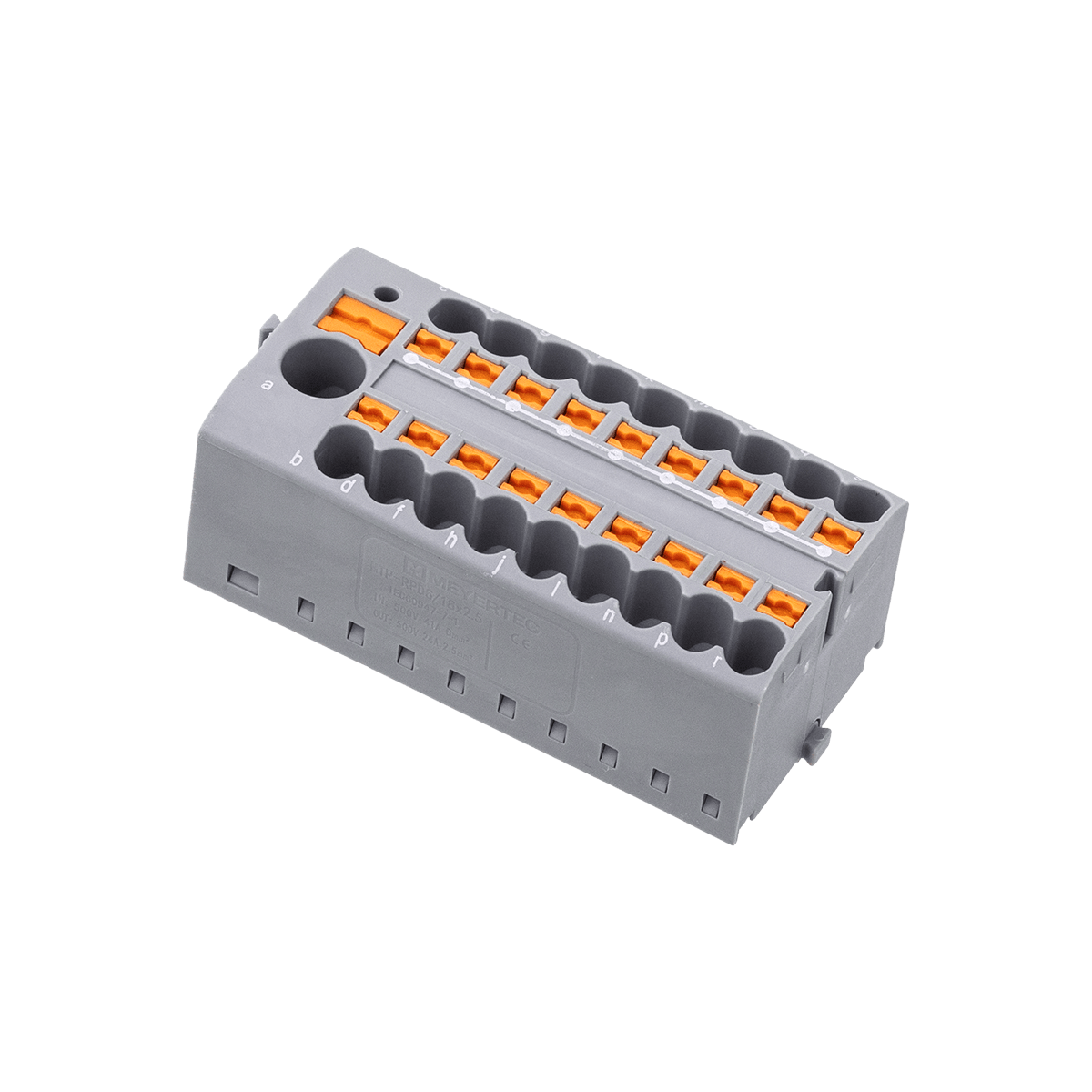 Клемма push-in распределительная с питанием, 6 мм²/18x2.5 мм², серая, Meyertec MTP-RPD6/18x2.5 фото