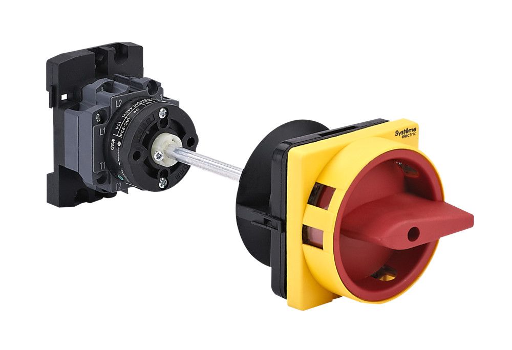 ВЫКЛЮЧАТЕЛЬ-РАЗЪЕДИНИТЕЛЬ 3P 20A IP40 С КРАСНОЙ ВЫНОСНОЙ РУКОЯТКОЙ НА ДИН-РЕЙКЕ/ПЛАТЕ С ЗАМКОМ фото