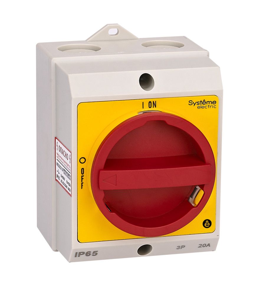 ГЛАВНЫЙ/АВАРИЙНЫЙ ВЫКЛЮЧАТЕЛЬ-РАЗЪЕДИНИТЕЛЬ 4P 20A ЗАКРЫТОГО ИСПОЛНЕНИЯ IP65 С ЗАМКОМ фото