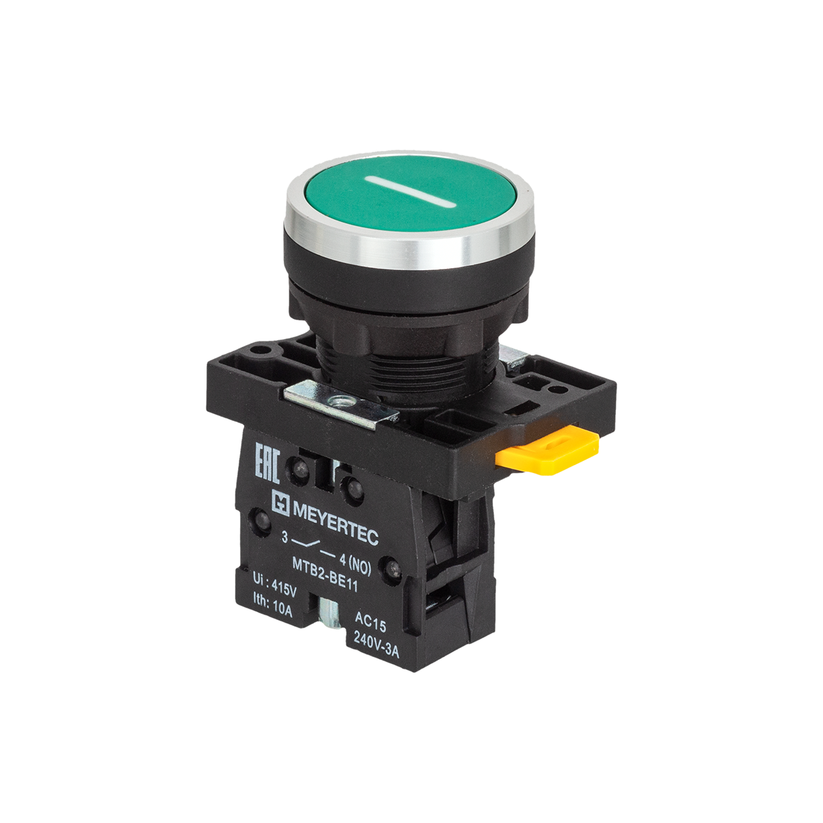 Кнопка плоская зеленая, маркировка "I", 1NO, IP54, пластик Meyertec MTB2-EA31521 фото