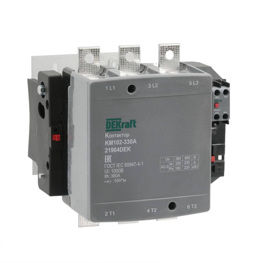 Контактор 330А 220В АС3 АС4 1НО+1НЗ КМ-102 фото