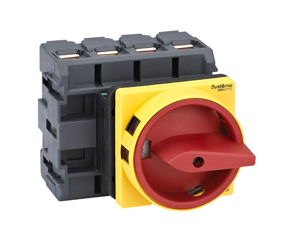 ВЫКЛЮЧАТЕЛЬ-РАЗЪЕДИНИТЕЛЬ 4P 80A IP54 С КРАСНОЙ РУКОЯТКОЙ НА ДВЕРЦУ 4 ВИНТАМИ С ЗАМКОМ фото