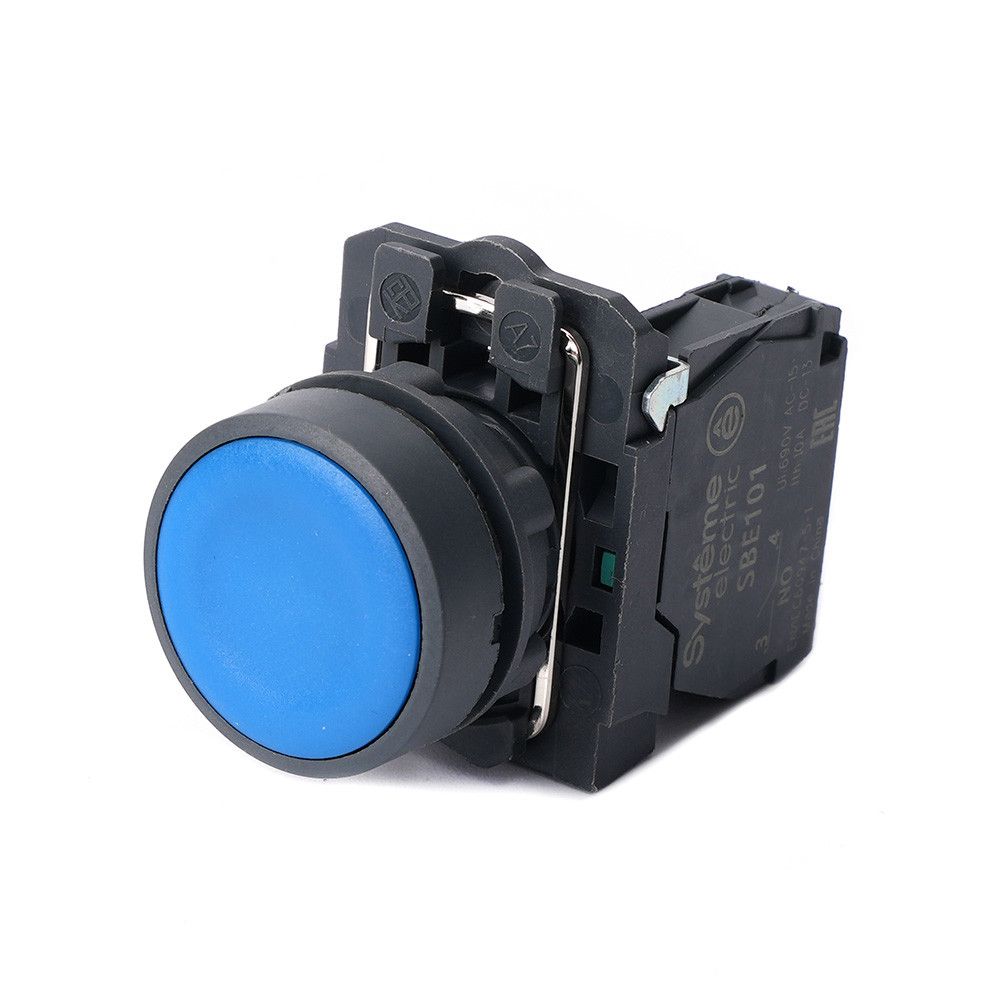 Кнопка SB5 в сборе модульная 22мм синяя с возвратом пластик 1НО фото