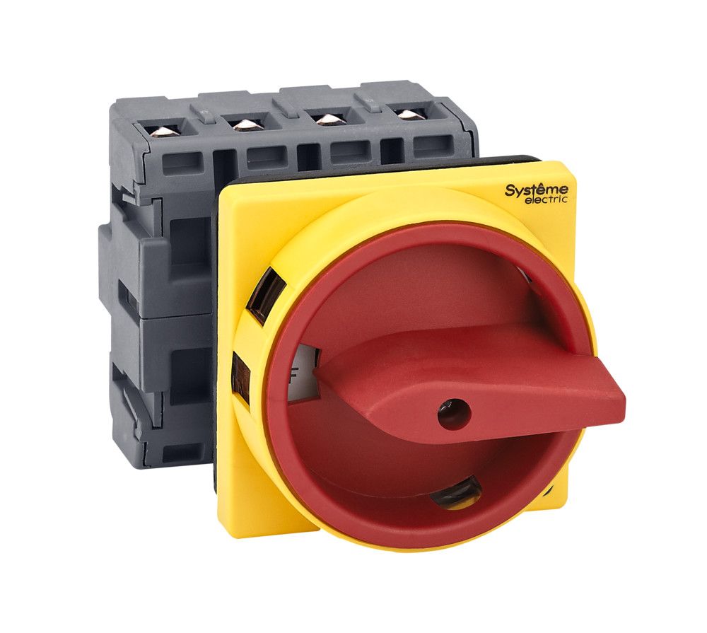 ВЫКЛЮЧАТЕЛЬ-РАЗЪЕДИНИТЕЛЬ 4P 63A IP54 С КРАСНОЙ РУКОЯТКОЙ НА ДВЕРЦУ 4 ВИНТАМИ С ЗАМКОМ фото