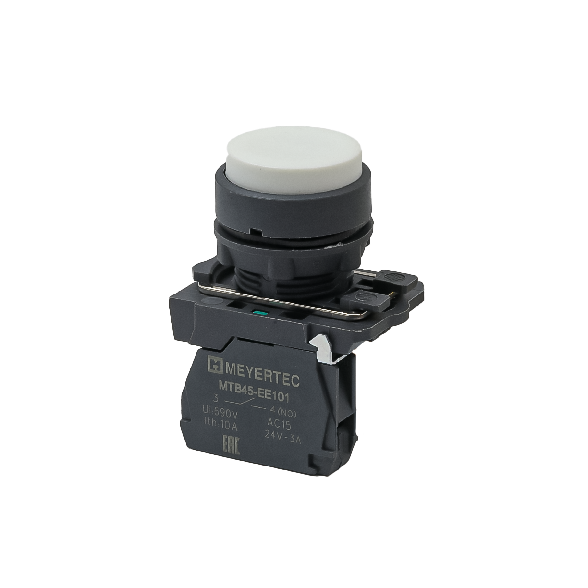 Кнопка выступающая белая, 1NO, IP65, пластик Meyertec MTB5-AL11 фото