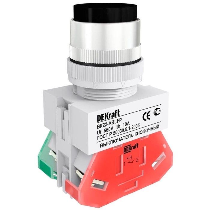 Выкл. кноп. с фикс. ABFP D22 черн. 220В ВK-22 фото