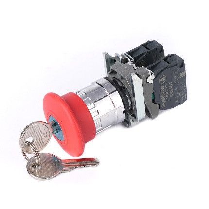 Кнопка аварийного останова SB4 в сборе 22мм 40мм ключ металл 1НО+1Н фото
