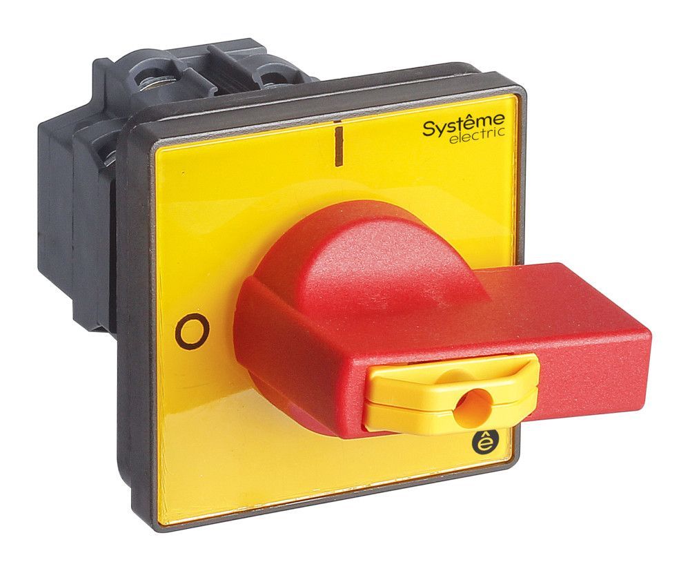 ВЫКЛЮЧАТЕЛЬ-РАЗЪЕДИНИТЕЛЬ 4P 20A IP40 С КРАСНОЙ РУКОЯТКОЙ НА ДВЕРЦУ 4 ВИНТА 1 ЗАМОК фото