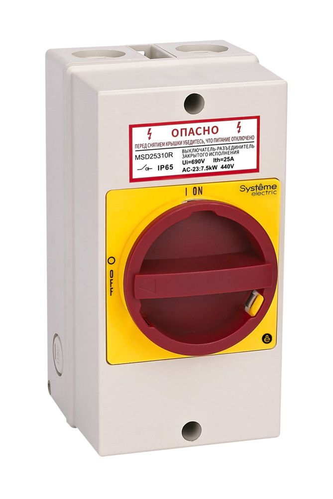 ГЛАВНЫЙ/АВАРИЙНЫЙ ВЫКЛЮЧАТЕЛЬ-РАЗЪЕДИНИТЕЛЬ 4P 32A ЗАКРЫТОГО ИСПОЛНЕНИЯ IP65 С ЗАМКОМ фото