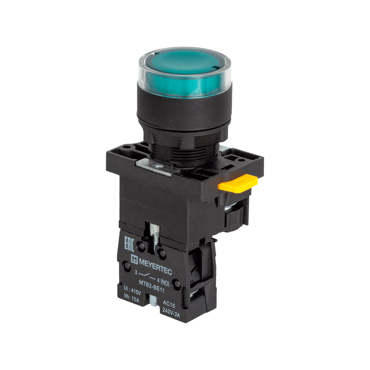 Кнопка зеленая с подсветкой, 1NO, 220V AC/DC, IP54, пластик Meyertec MTB2-EW33613 фото