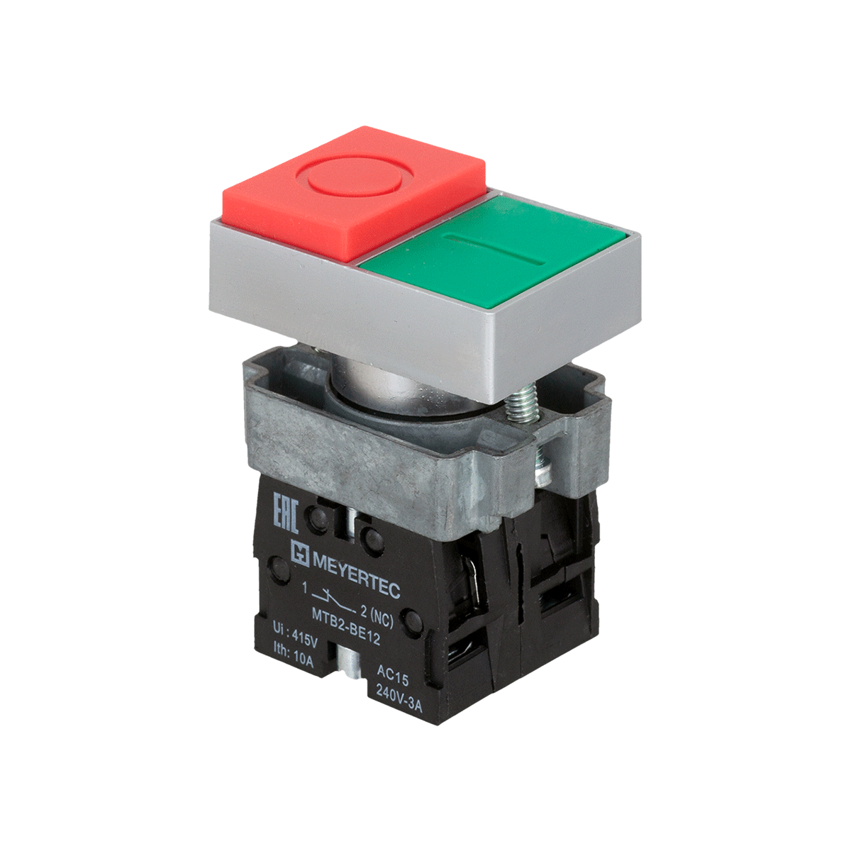 Кнопка двойная 1NO+1NC, выступающий толкатель Meyertec MTB2-BLZ1584