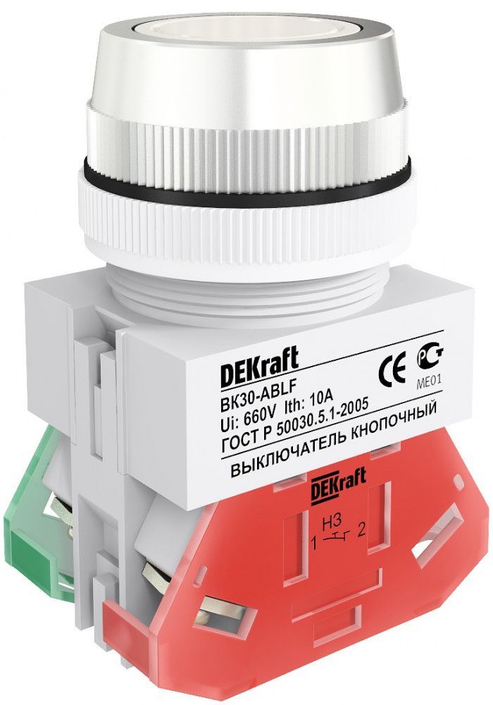 Выкл. кноп. ABLF D30 БЕЛЫЙ 220В ВK-30