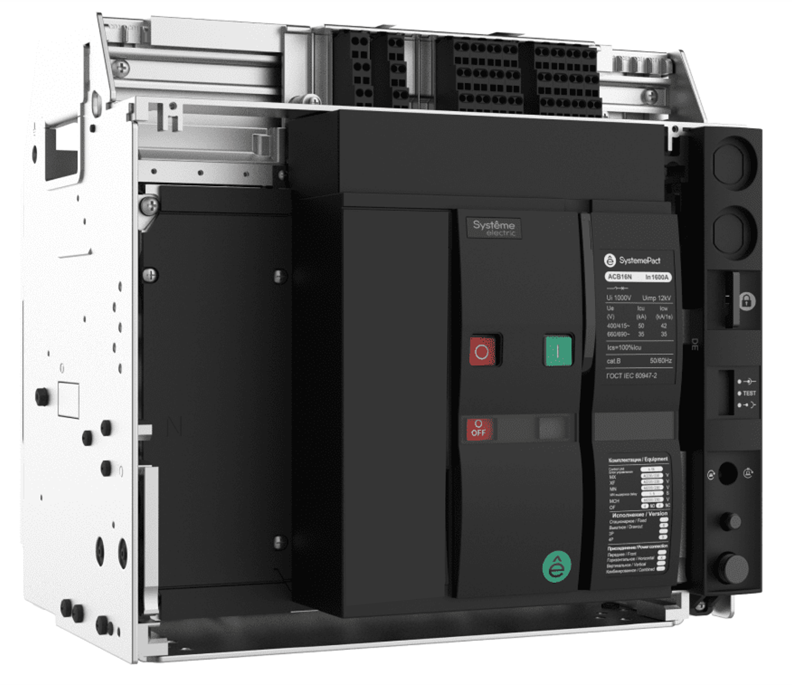 ВОЗДУШНЫЙ ВЫКЛ.-РАЗЪЕД. SYSTEMEPACT ACB16NA 630A 4P ВЫК,ГП MCH+MX+XF AC230V фото