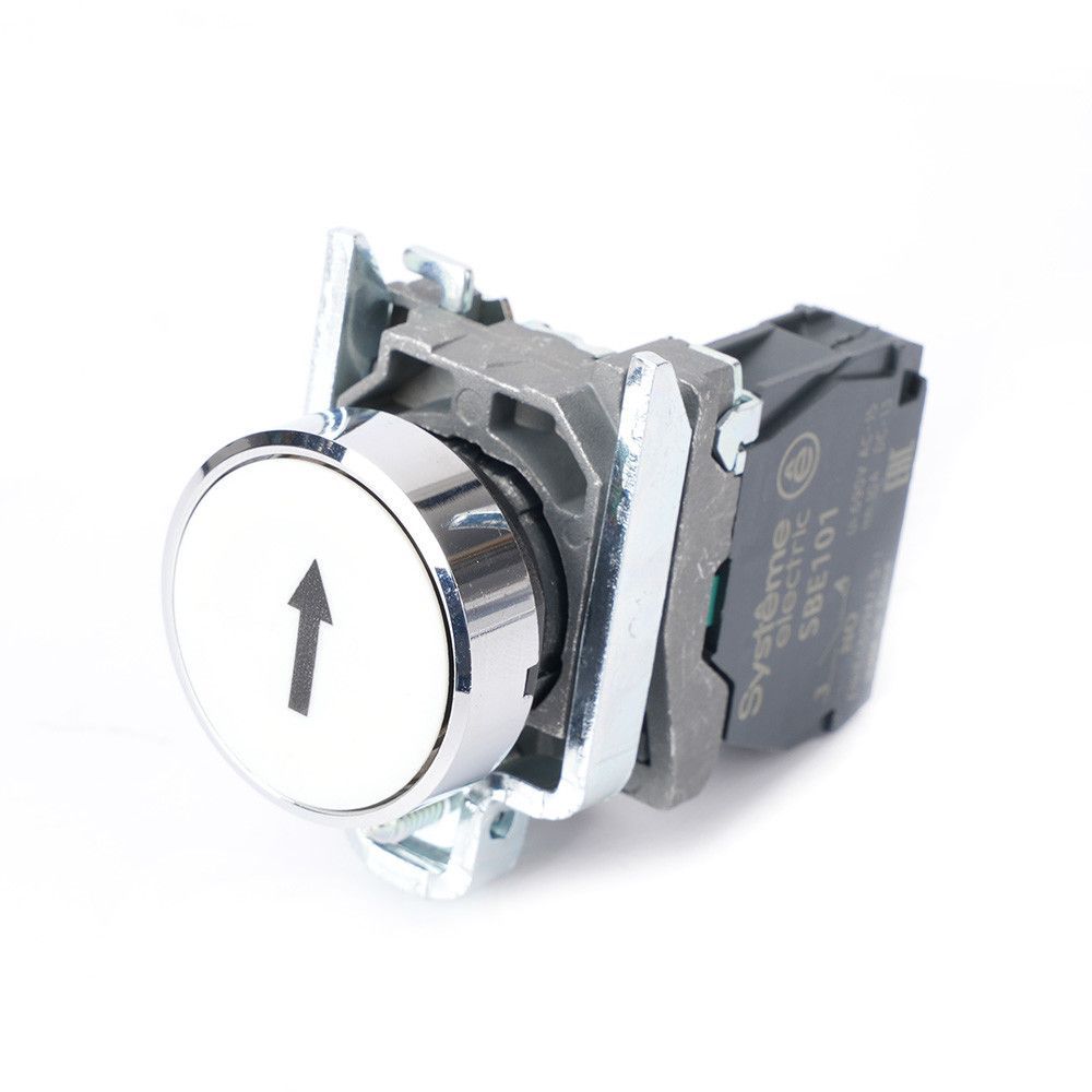 Кнопка SB4 в сборе модульная 22мм белая металл 1НО с марк "стрелка вверх" фото