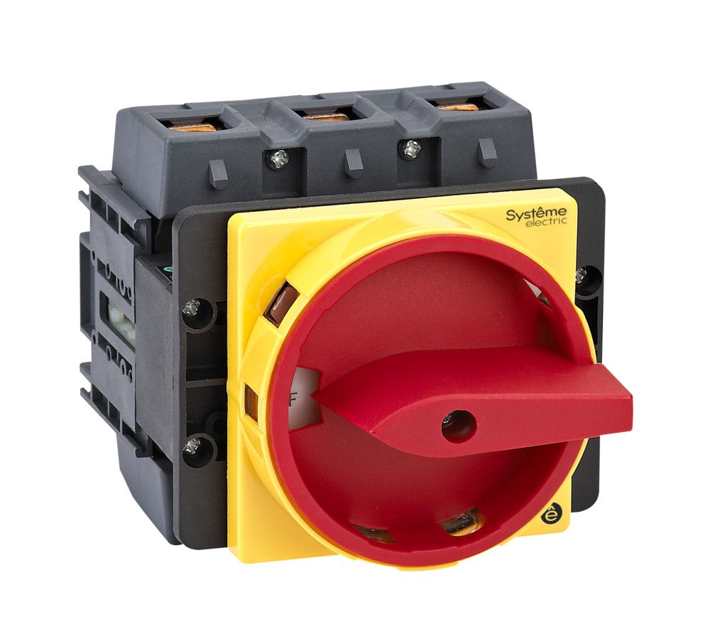 ВЫКЛЮЧАТЕЛЬ-РАЗЪЕДИНИТЕЛЬ 3P 175A IP40 С КРАСНОЙ РУКОЯТКОЙ НА ДВЕРЦУ 4 ВИНТАМИ С ЗАМКОМ фото