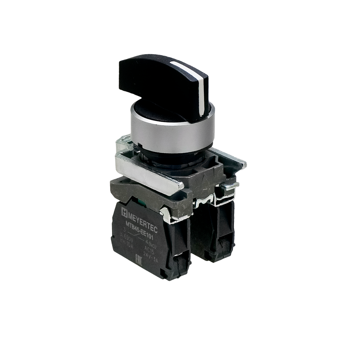 Переключатель  на 3 положения с возвратом в центре, длинная ручка, 2NO, IP65, металл Meyertec MTB4-BJ53