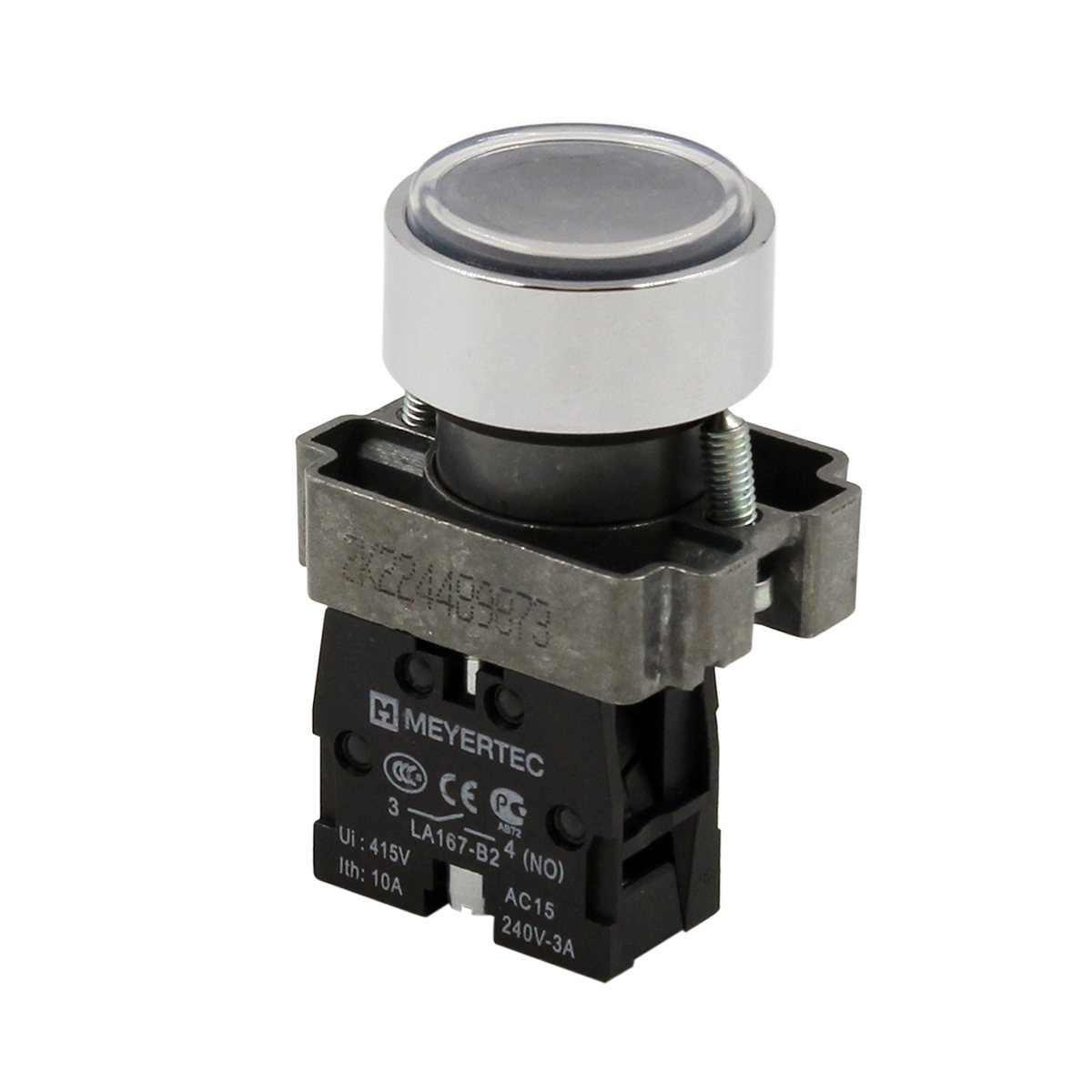 Кнопка плоская черная, 1NO, IP67, металл Meyertec MTB2-BAF21