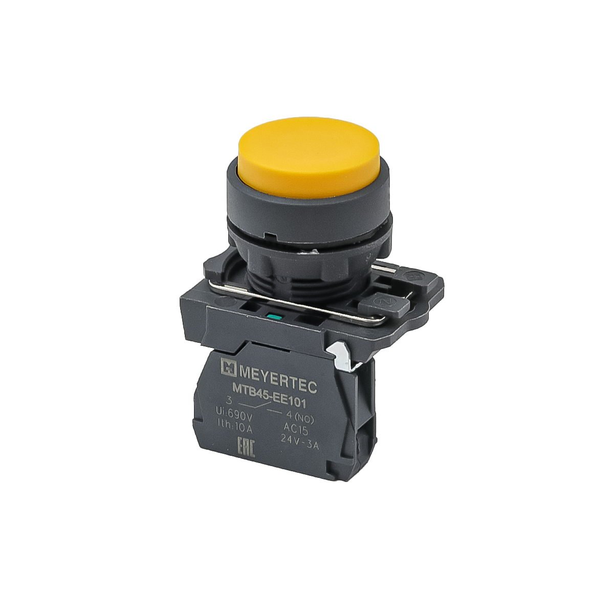 Кнопка выступающая желтая,  1NO, IP65, пластик Meyertec MTB5-AL51 фото