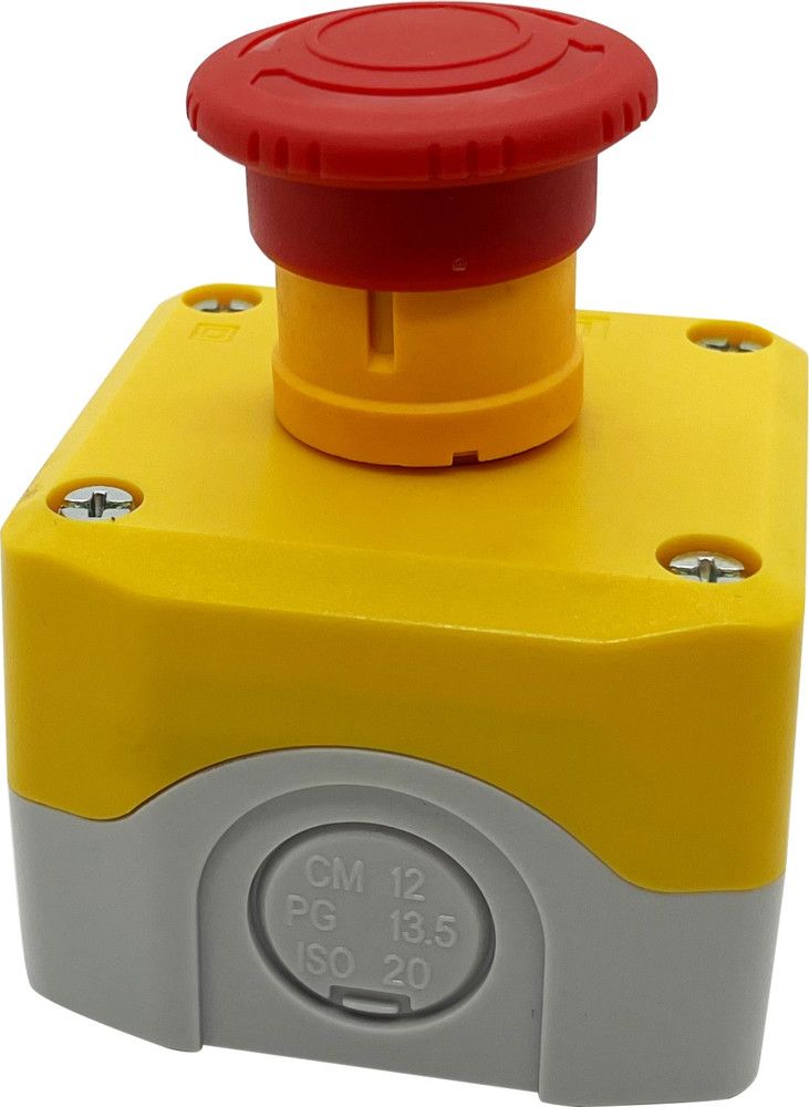 Кнопочный пост SALK178, 1 отверстие, желтый с кнопкой аварийного останова фото