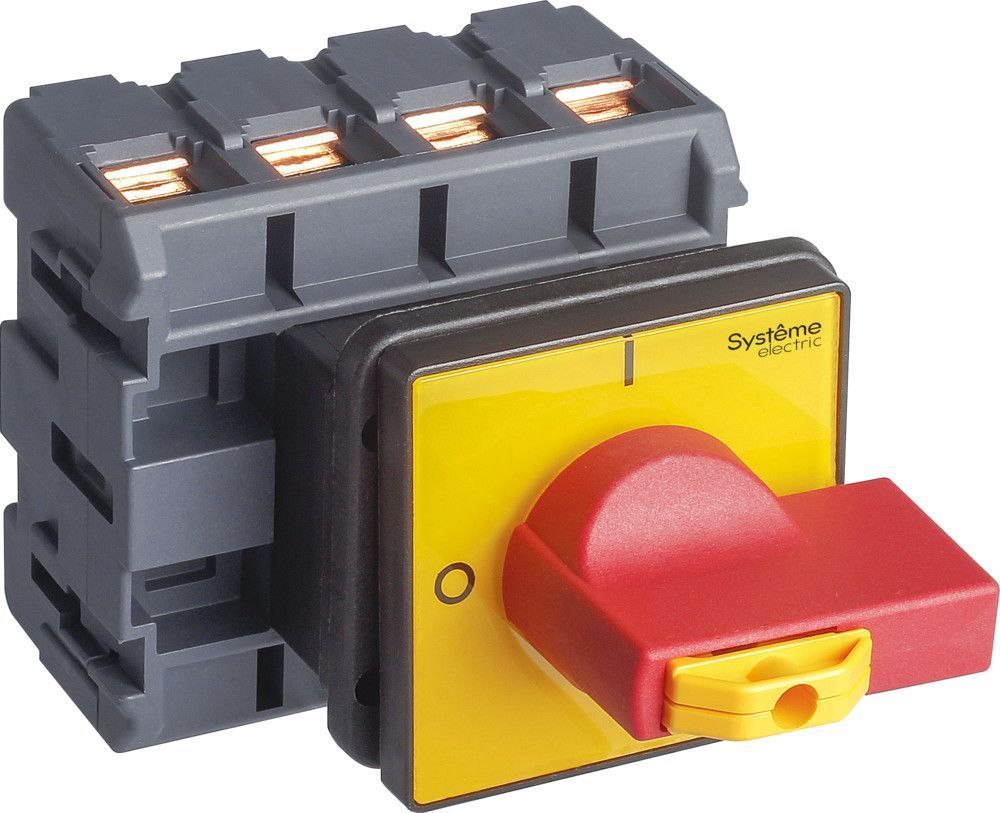 ВЫКЛЮЧАТЕЛЬ-РАЗЪЕДИНИТЕЛЬ 4P 100A IP54 С КРАСНОЙ РУКОЯТКОЙ НА ДВЕРЦУ 4 ВИНТА 1 ЗАМОК фото