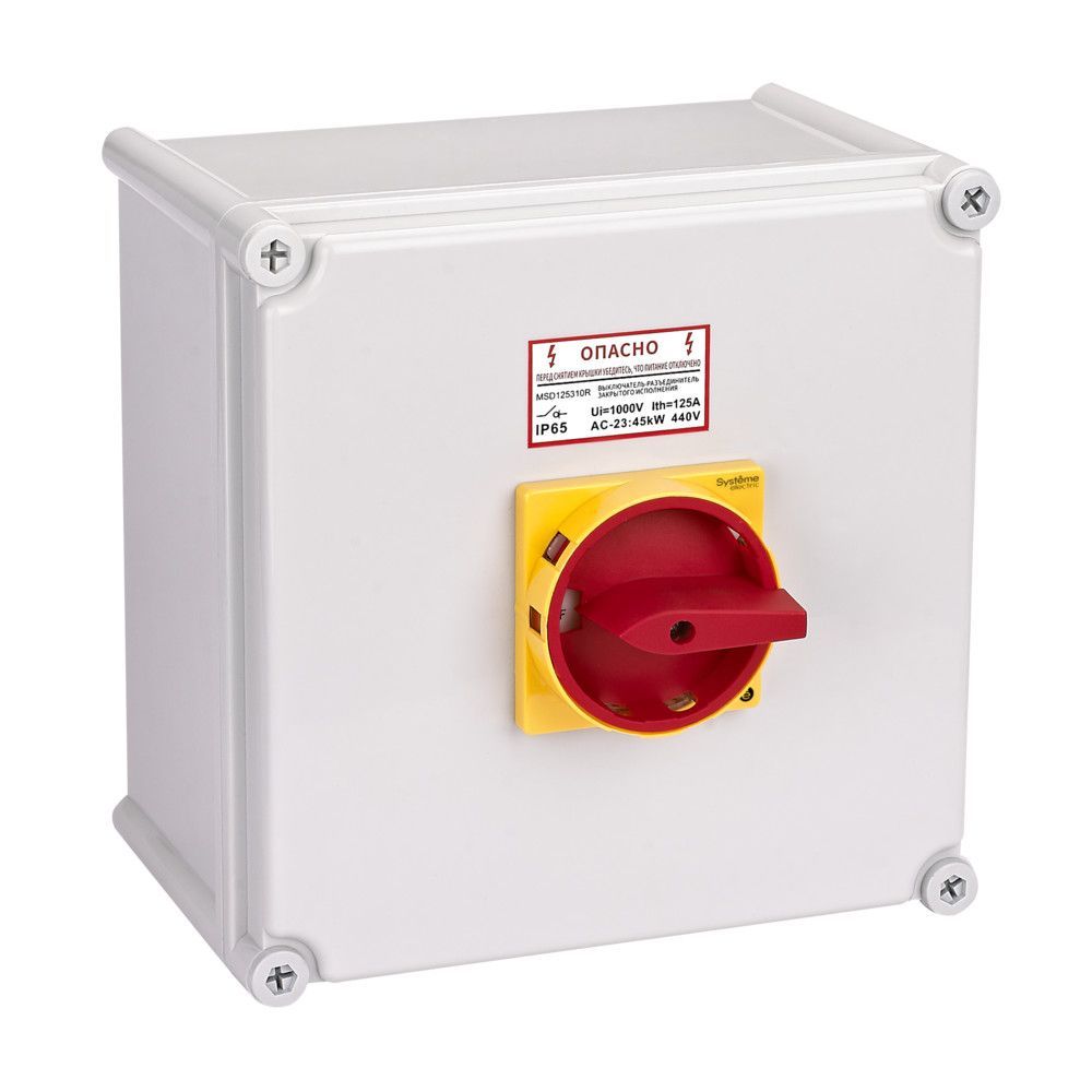 ГЛАВНЫЙ/АВАРИЙНЫЙ ВЫКЛЮЧАТЕЛЬ-РАЗЪЕДИНИТЕЛЬ 3P 125A ЗАКРЫТОГО ИСПОЛНЕНИЯ IP65 С ЗАМКОМ фото