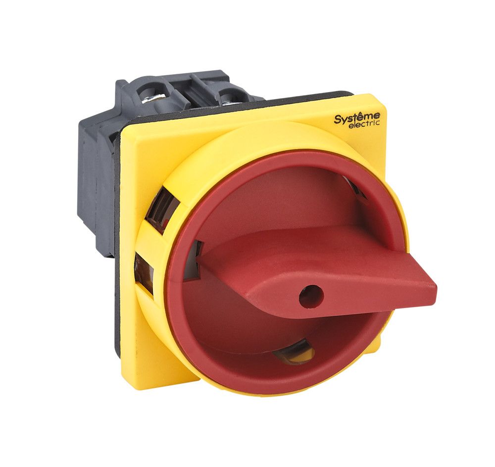 ВЫКЛЮЧАТЕЛЬ-РАЗЪЕДИНИТЕЛЬ 3P 20A IP40 С КРАСНОЙ РУКОЯТКОЙ НА ДВЕРЦУ 4 ВИНТАМИ С ЗАМКОМ фото