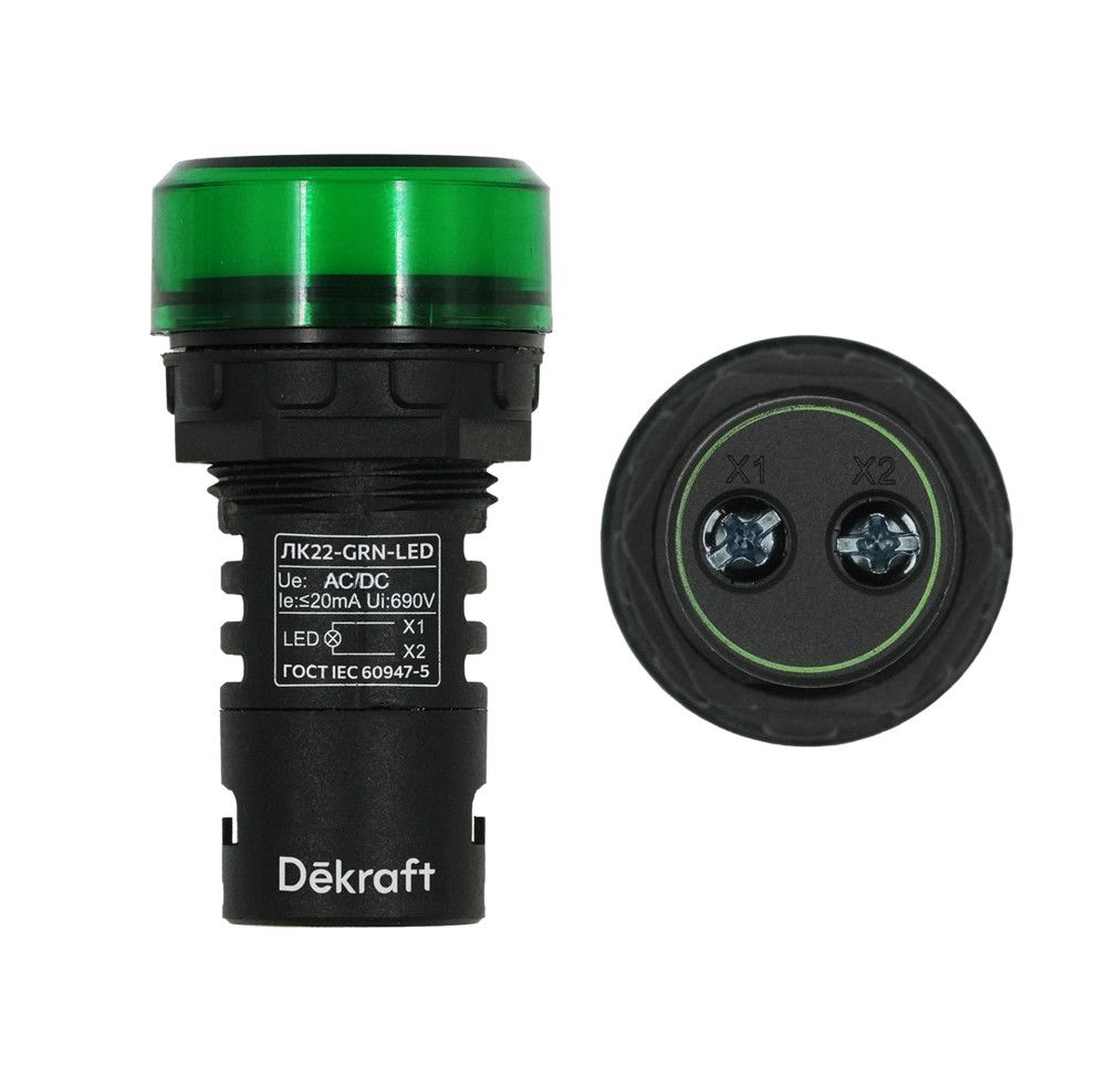 Лампа комм. ADDS D22 ЗЕЛЕНЫЙ LED 220В ЛK-22 фото