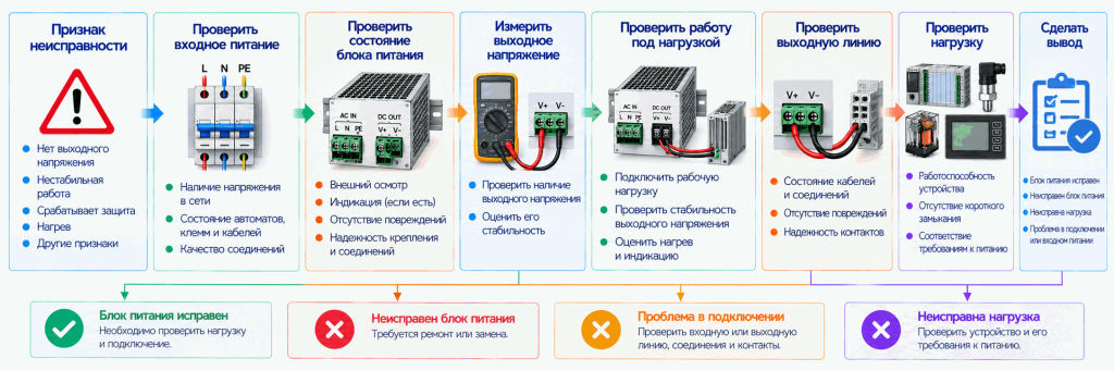 Последовательность проверки промышленного блока питания
