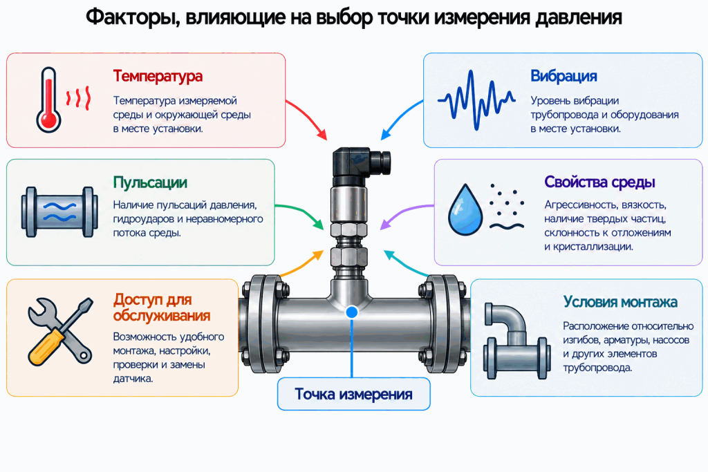 Факторы выбора места установки датчика давления Факторы выбора места установки датчика давления