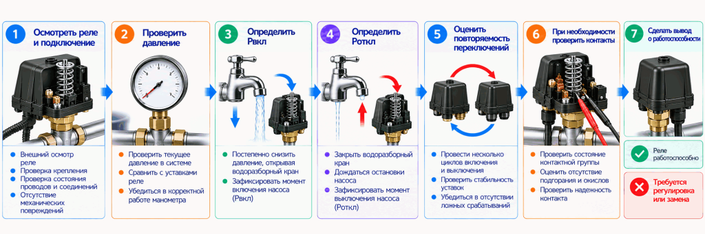 Последовательность проверки реле давления воды Последовательность проверки реле давления воды