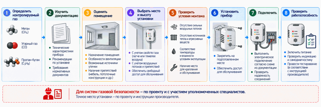Пошаговый алгоритм установки датчика газа Пошаговый алгоритм установки датчика газа