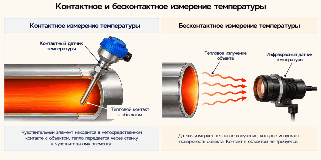 Контактный и бесконтактный способы измерения температуры Контактный и бесконтактный способы измерения температуры