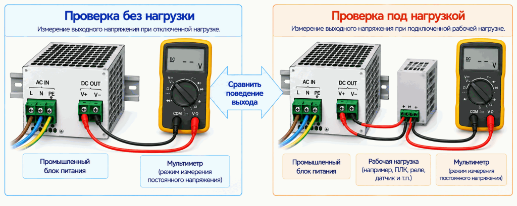 Проверка блока питания без нагрузки и под нагрузкой