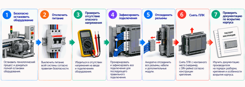 Подготовка программируемого контроллера к разборке