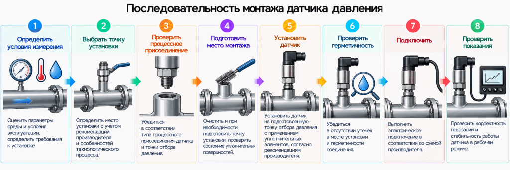 Последовательность установки датчика давления Последовательность установки датчика давления