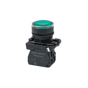 Кнопка зеленая с подсветкой, 1NO, 220V AC/DC, IP65, пластик Meyertec MTB5-AW33713