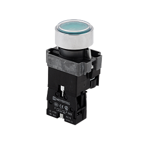 Кнопка плоская зеленая с подсветкой, 24V AC/DC, 1NO, IP67, металл Meyertec MTB2-BWF3371