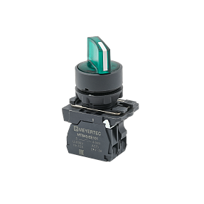 Переключатель  на 2 положения с фиксацией и подсветкой, зеленый, 1NO, 220V AC/DC, IP65, пластик Meyertec MTB5-AK23713