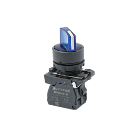 Переключатель  на 3 положения с фиксацией и подсветкой, синий, 1NO, 220V AC/DC, IP65, пластик Meyertec MTB5-AK36713
