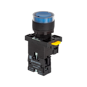 Кнопка синяя с подсветкой, 1NO, 220V AC/DC, IP54, пластик Meyertec MTB2-EW36613